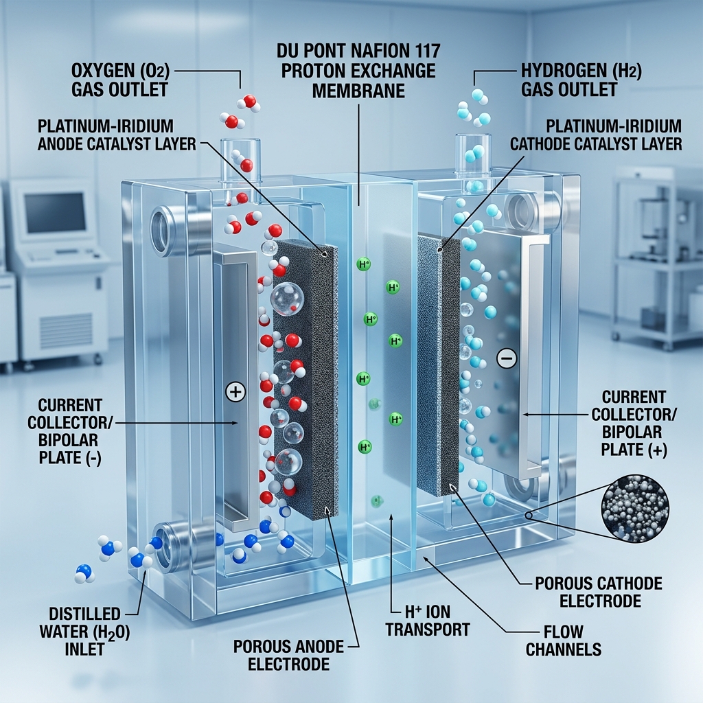 Generator wodoru PEM SPE - schemat technologii AURA H2